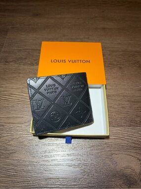 Louis Vuitton Black Embossed Monogram Money Clip Wallet